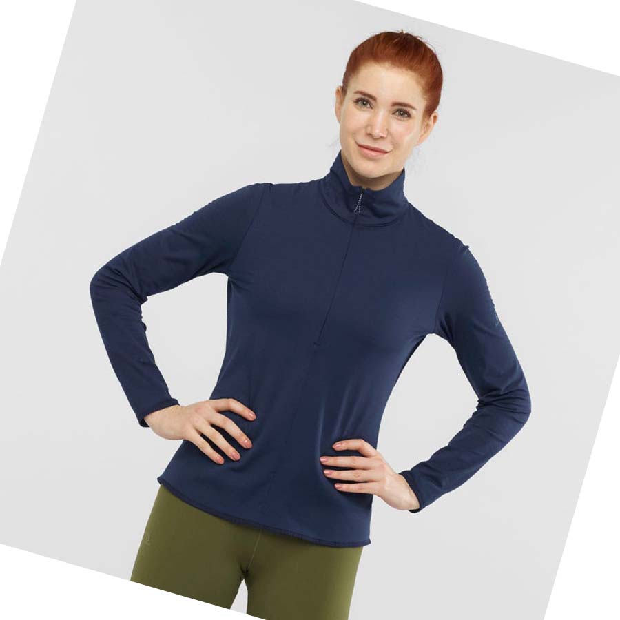 Sudadera Con Capucha Salomon ESSENTIAL LIGHTWARM Mujer Azul Marino | MX 2527AHK